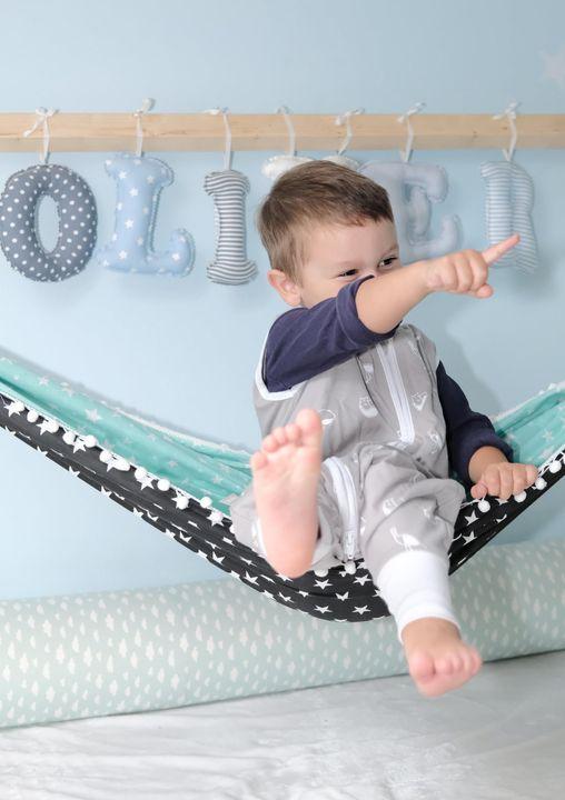 Natulino LITTLE WALKERS trisluoksnis kūdikio miegmaišis White Grey Waves & Mint