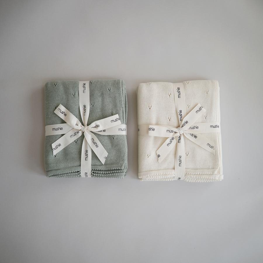 Mushie megztas pledas Pointelle – Ivory