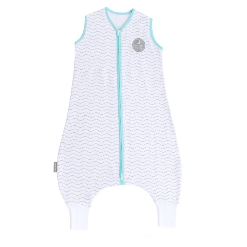Natulino LITTLE WALKERS dvisluoksnis kūdikio miegmaišis White Grey Waves & Mint
