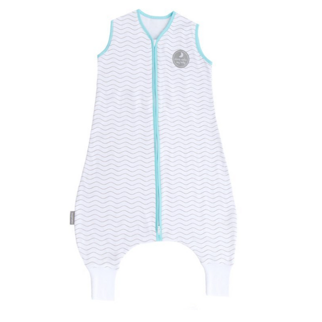 Natulino LITTLE WALKERS dvisluoksnis kūdikio miegmaišis White Grey Waves & Mint