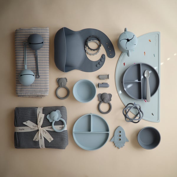 Mushie muslino vystyklas iš organinės medvilnės Blue Stripe