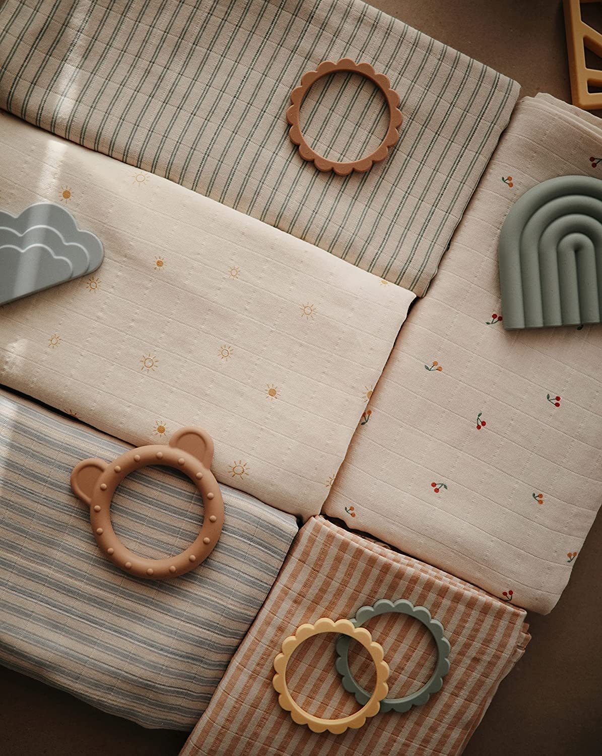 Mushie muslino vystyklas iš organinės medvilnės Caramel Polka Dots