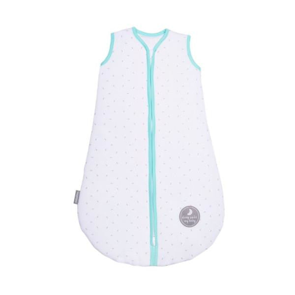 Natulino CosyNites kolmekihiline beebi magamiskott (loomulikult valged väikesed hallid lehed / piparmündi värv)