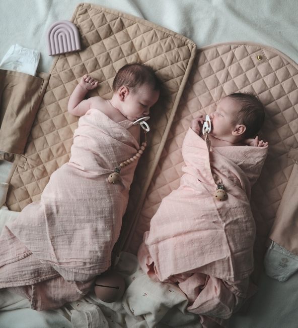 Mushie muslino vystyklas iš organinės medvilnės Rose Vanilla