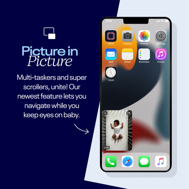 Nanit Pro pilnīga monitoru sistēma ar elpošanas kustību mobilo auklīti, universālu statīvu un sienas stiprinājumu, kā arī pilnīgu elpošanas monitoru