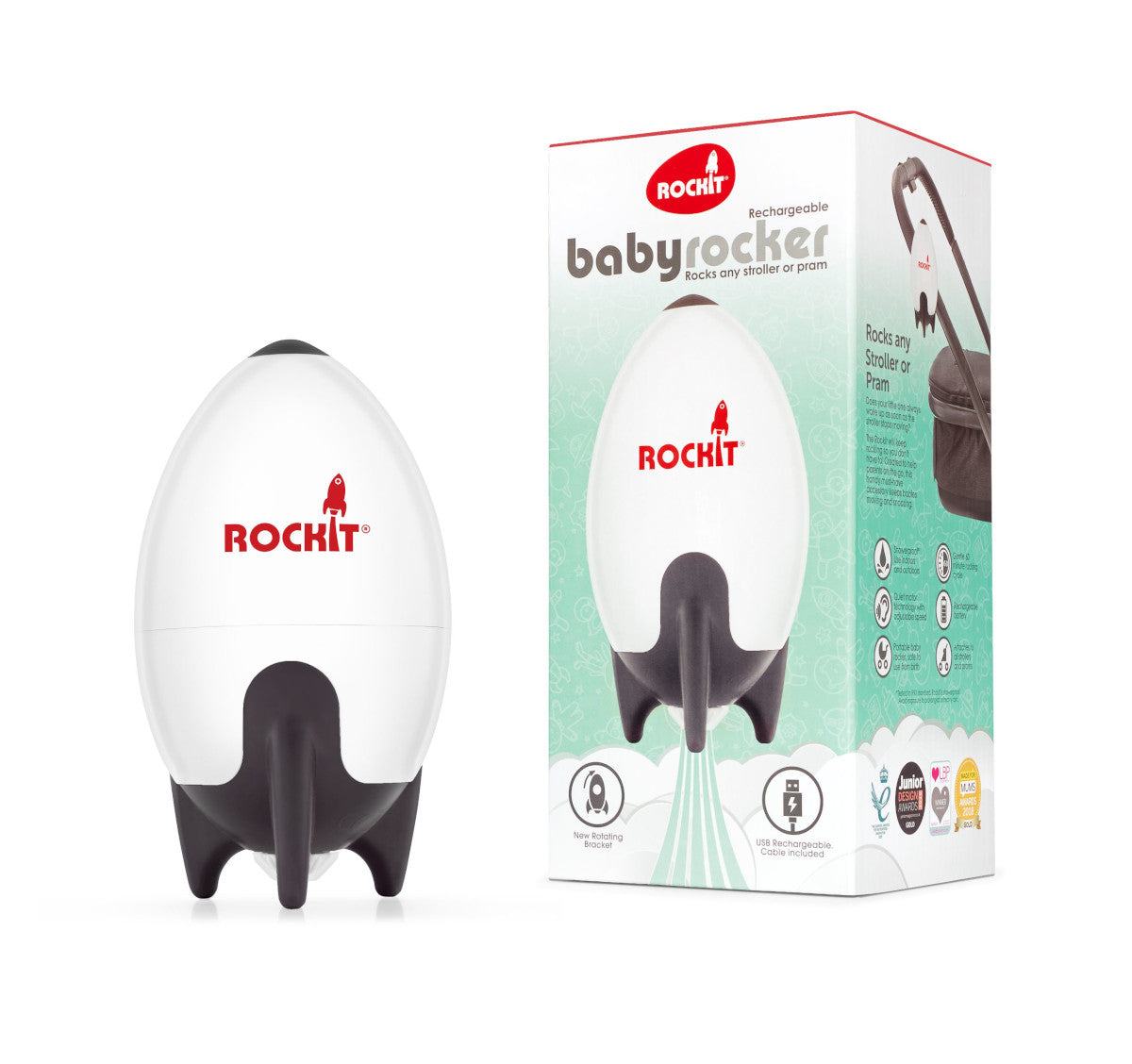 Rockit vežimėlio sūpiklis (naujasis - USB įkraunama versija)