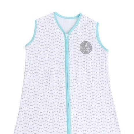 Natulino LITTLE WALKERS dvisluoksnis kūdikio miegmaišis White Grey Waves & Mint