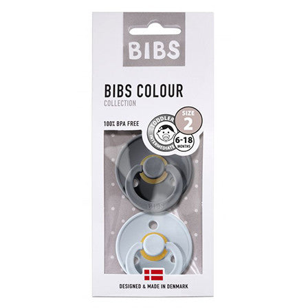 BIBS čiulptukų rinkinys 2 dydis (6 - 18 mėn.) Iron / Baby Blue (4765479370834)