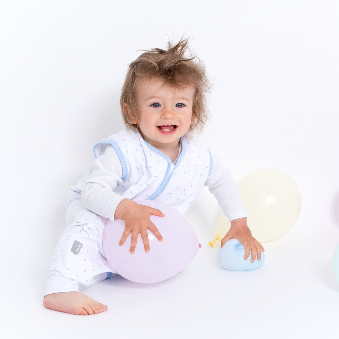 Natulino LITTLE WALKERS trisluoksnis kūdikio miegmaišis White Grey Waves & Mint