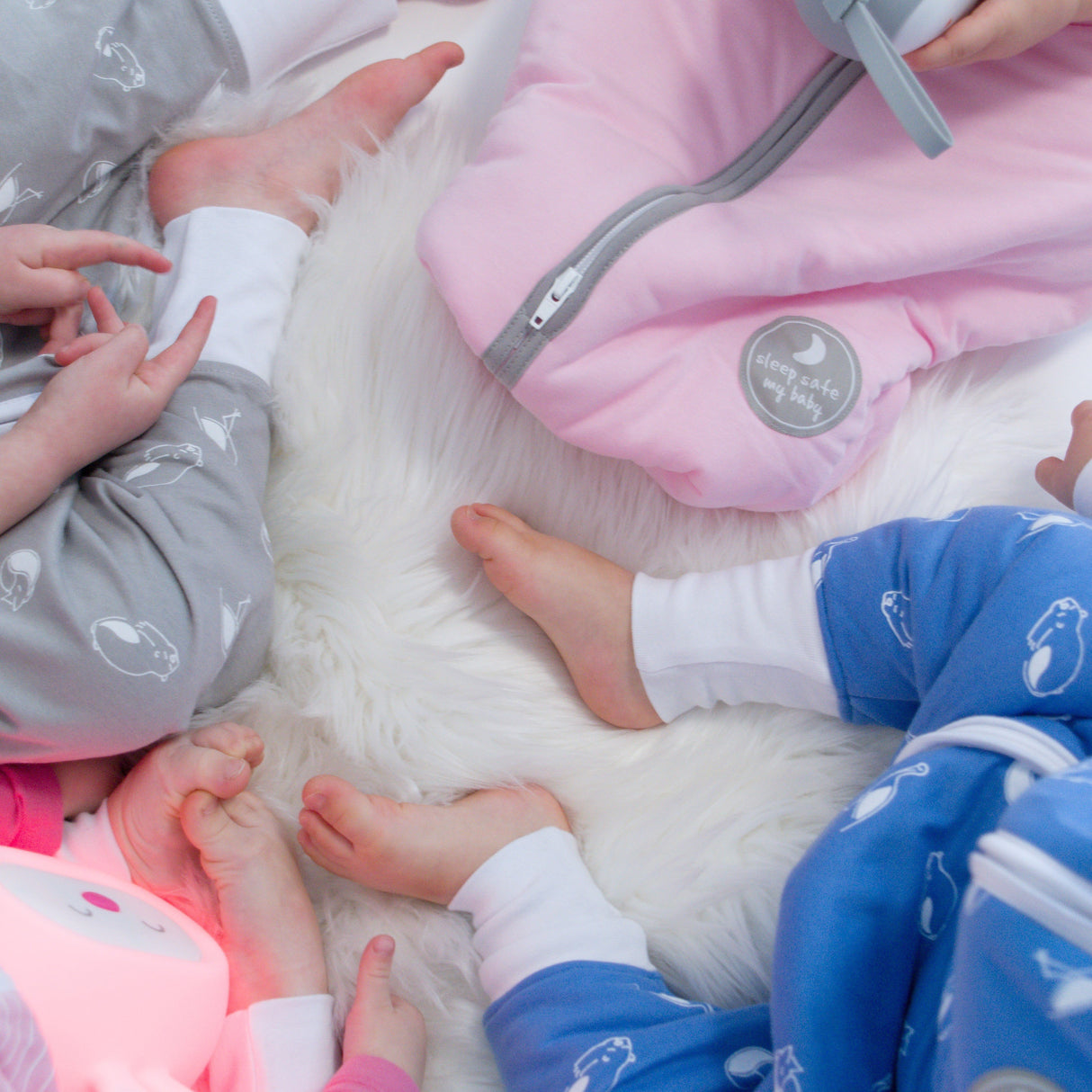 Natulino LITTLE WALKERS trisluoksnis kūdikio miegmaišis White Grey Waves & Mint