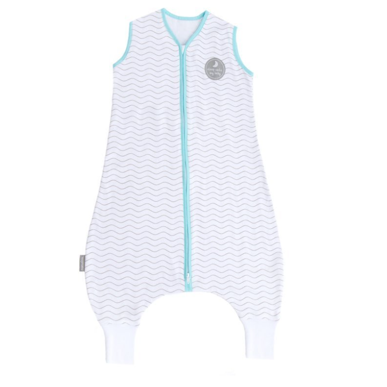 Natulino LITTLE WALKERS trisluoksnis kūdikio miegmaišis White Grey Waves & Mint