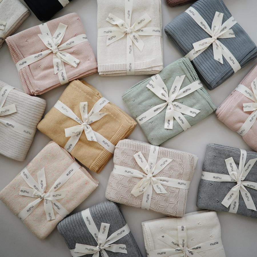 Mushie megztas pledas Pointelle – Blush