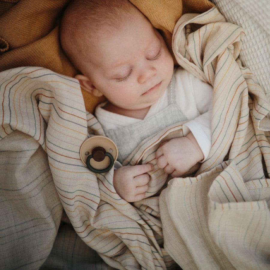 Mushie muslino vystyklas iš organinės medvilnės Retro stripes