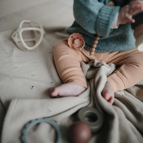 Mushie megztas pledas Pointelle – Ivory