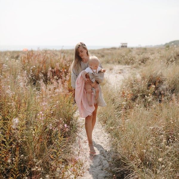 Mushie muslino vystyklas iš organinės medvilnės Rose Vanilla