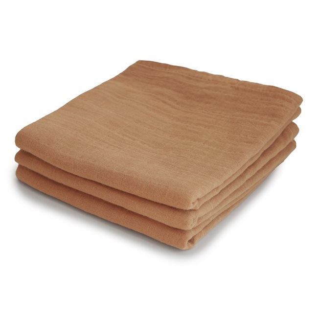 Mushie muslino vystyklai iš organinės medvilnės Fall Yellow (3 vnt.)