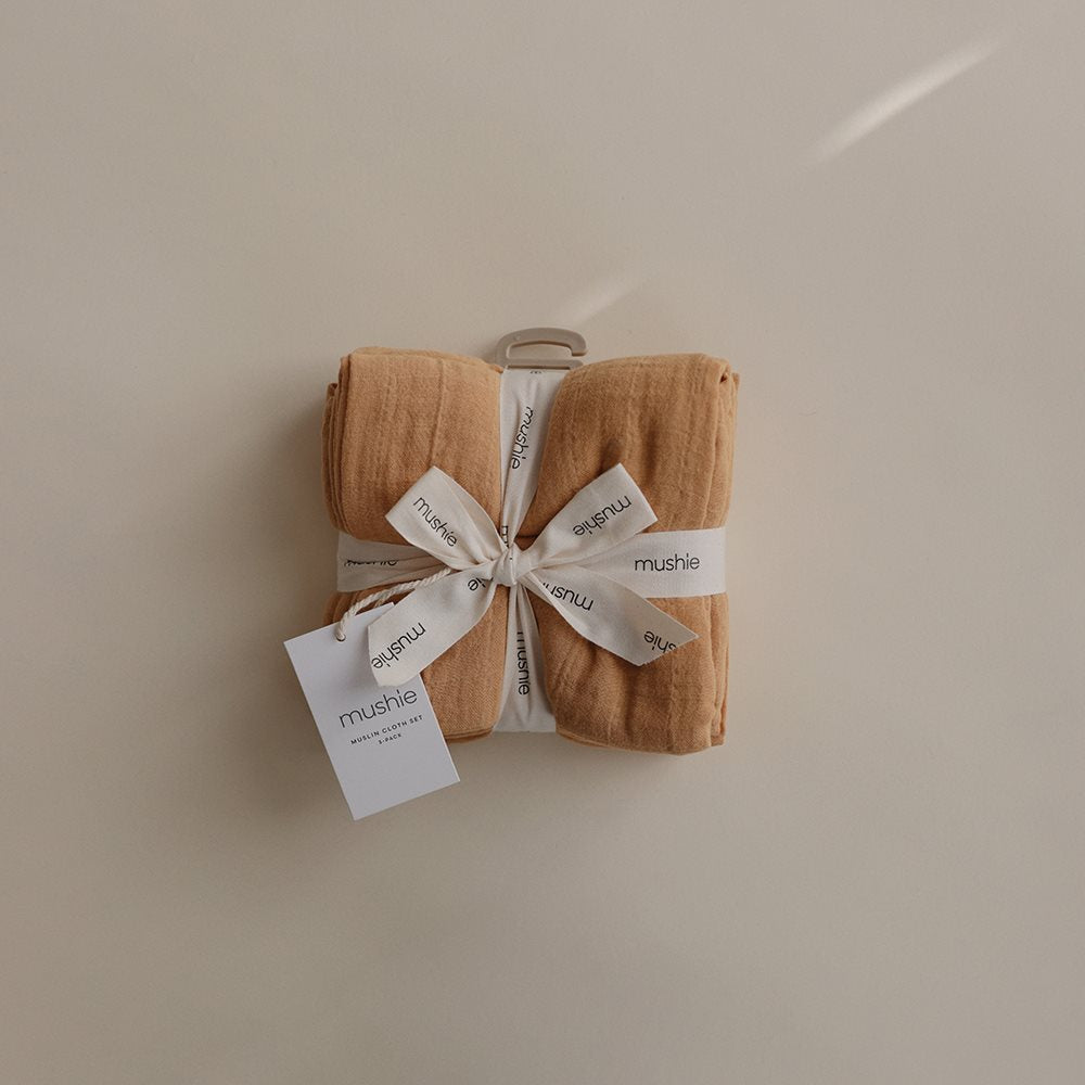 Mushie muslino vystyklai iš organinės medvilnės Fall Yellow (3 vnt.)