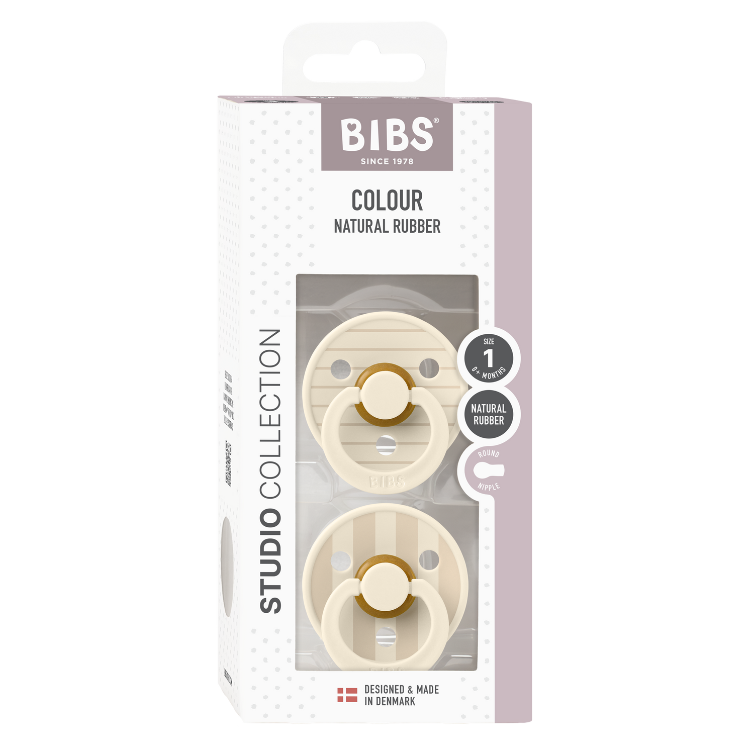 BIBS Studio Collection čiulptukų rinkinys 1 dydis (0 - 6 mėn.) Pin Ivory Vanilla Mix