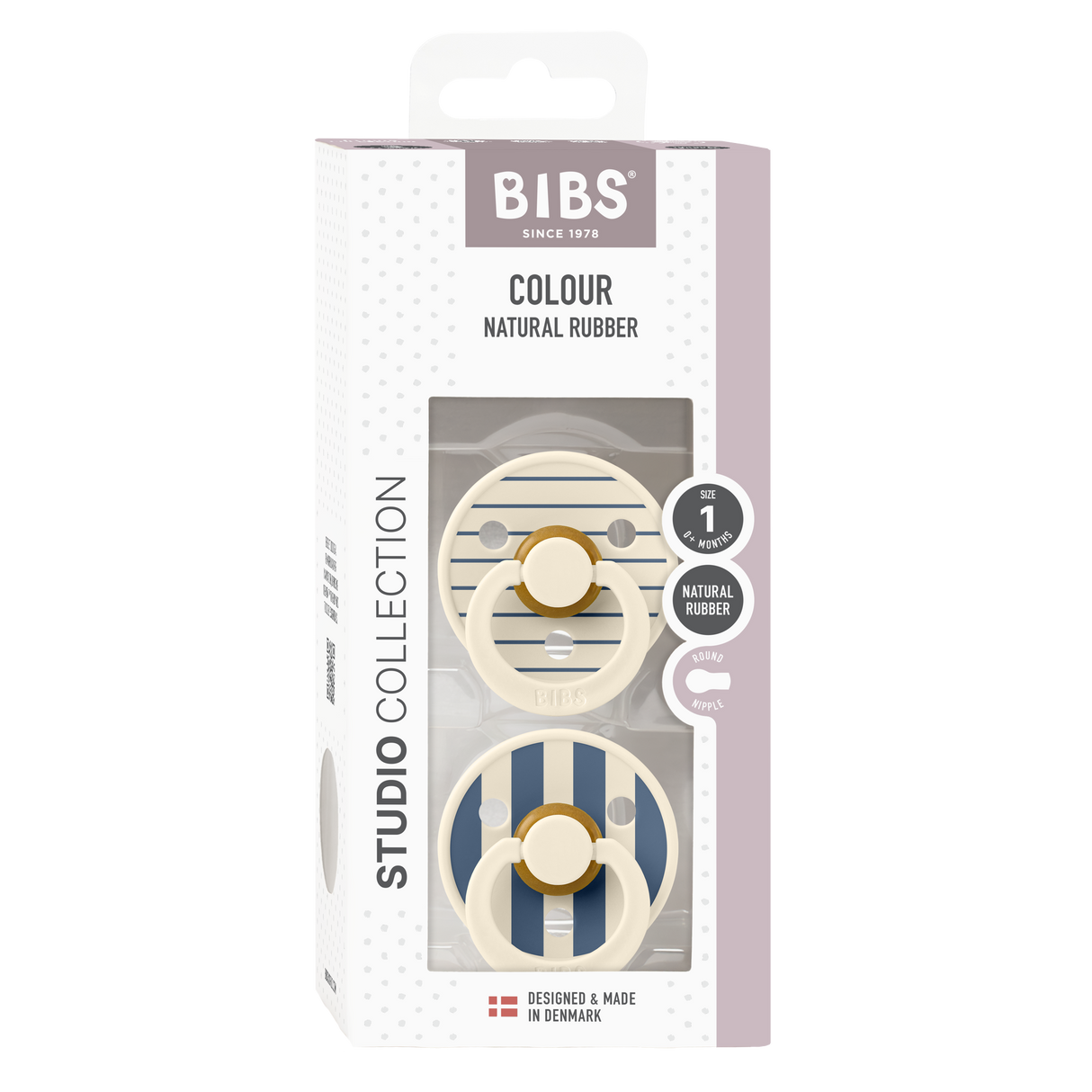 BIBS Studio Collection čiulptukų rinkinys 1 dydis (0 - 6 mėn.) Pin Steel Blue Mix
