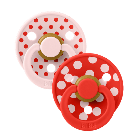 BIBS Studio Collection Polka Dots čiulptukų rinkinys 2 dydis (6 - 18 mėn.) Blossom / Candy Apple