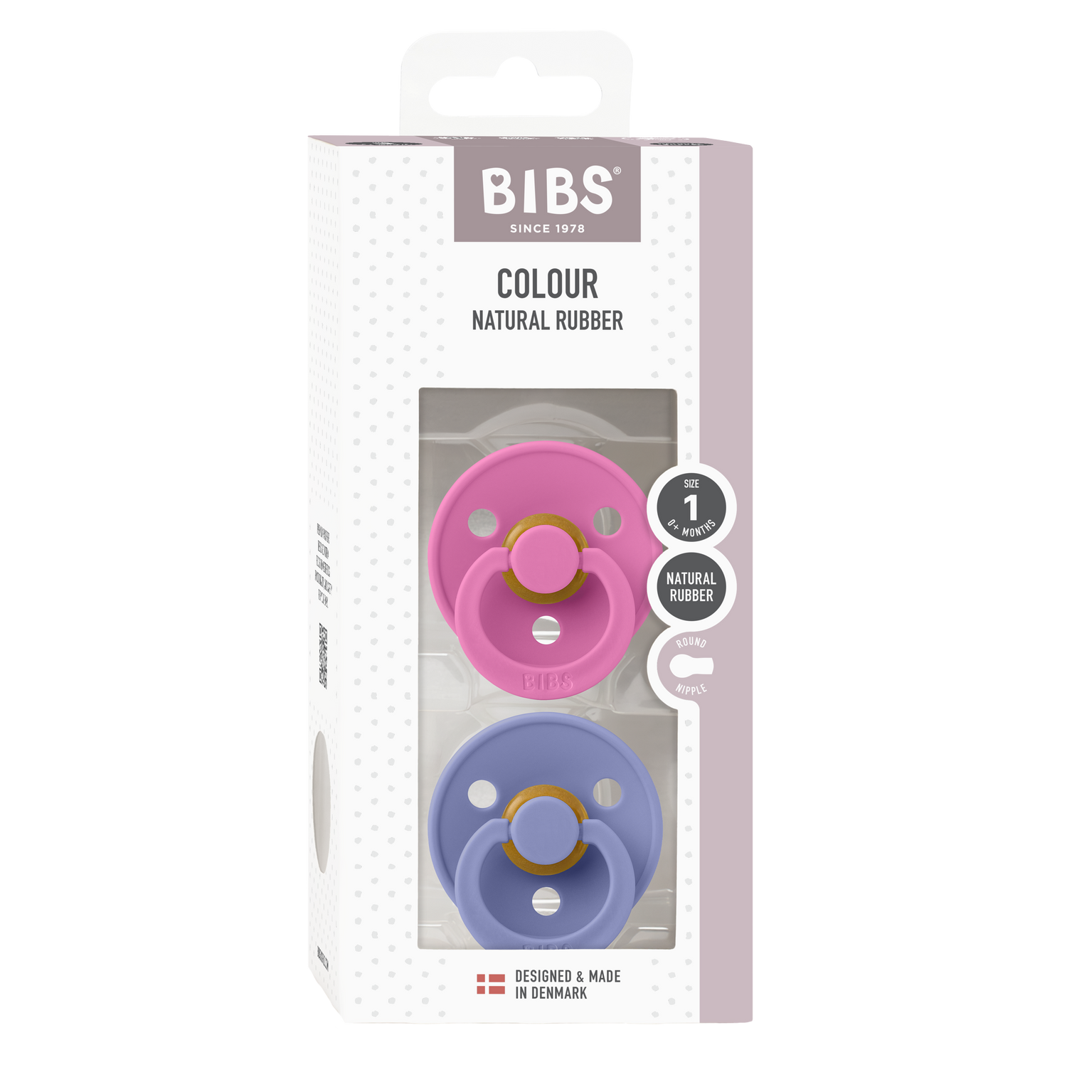 BIBS čiulptukų rinkinys 1 dydis (0 - 6 mėn.) Bubblegum / Peri