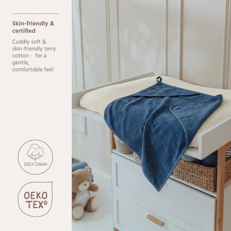 Meyco Baby medvilninis vonios rankšluostis su gobtuvu 75 × 75 cm, Indigo – Terry