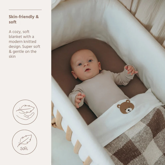 Meyco Baby megztas medvilninis pledas Block, Dark Taupe, 75 x 100 cm