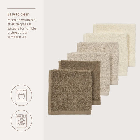Meyco Baby frotinės šluostės-rankšluostukai kūdikiui Natural/Soft Sand/Taupe, 30×30 cm, 6 vnt.