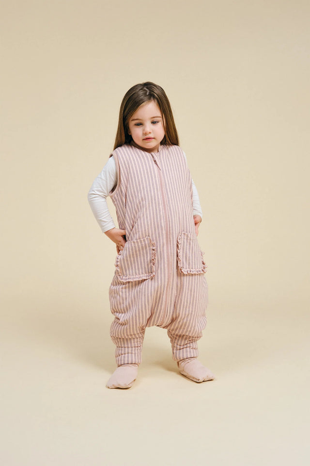 Molis&Co pižama - miegmaišis su kojytėmis ir atverčiamomis kojinėmis TOG 2.5  Navy and Pink Stripes