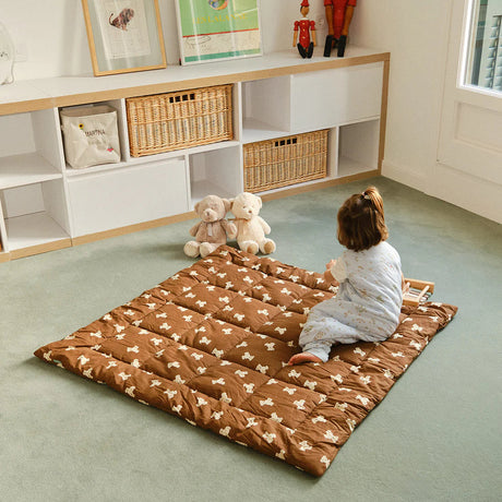 Molis&Co ropojimo kilimėlis kūdikiui su krepšiu 120×120 cm Teddy Mocca