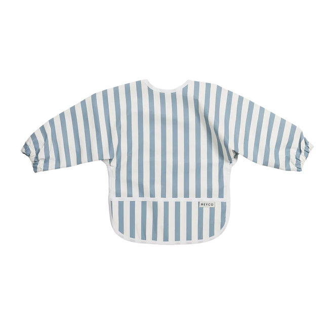 Meyco Baby neperšlampamas seilinukas su rankovėmis 6–24 mėn., Fat Stripe Jeans Blue