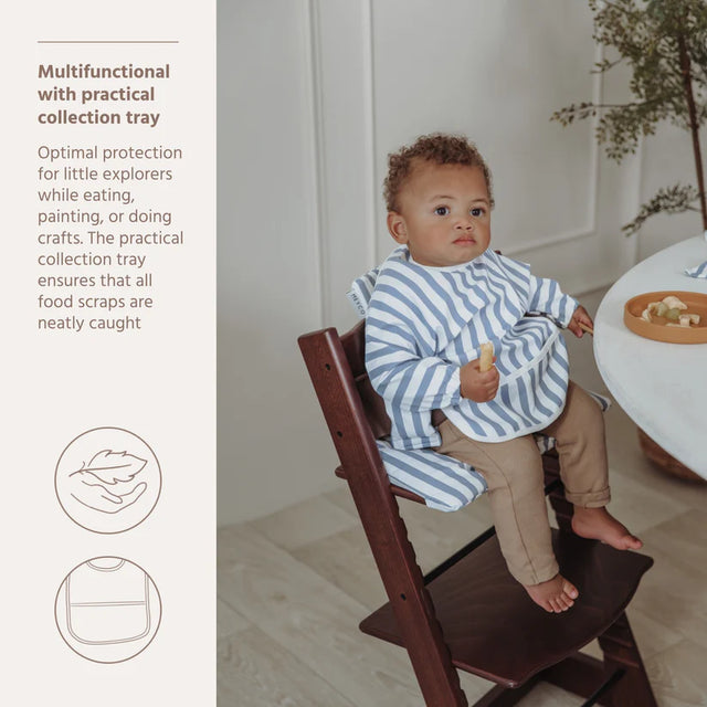 Meyco Baby neperšlampamas seilinukas su rankovėmis 6–24 mėn., Fat Stripe Jeans Blue