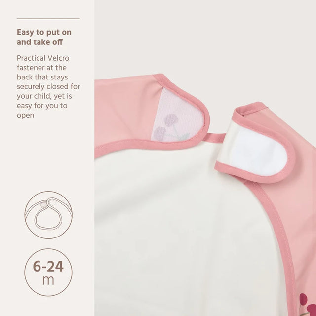 Meyco Baby neperšlampamas seilinukas su rankovėmis 6–24 mėn., Cherry Soft Rose