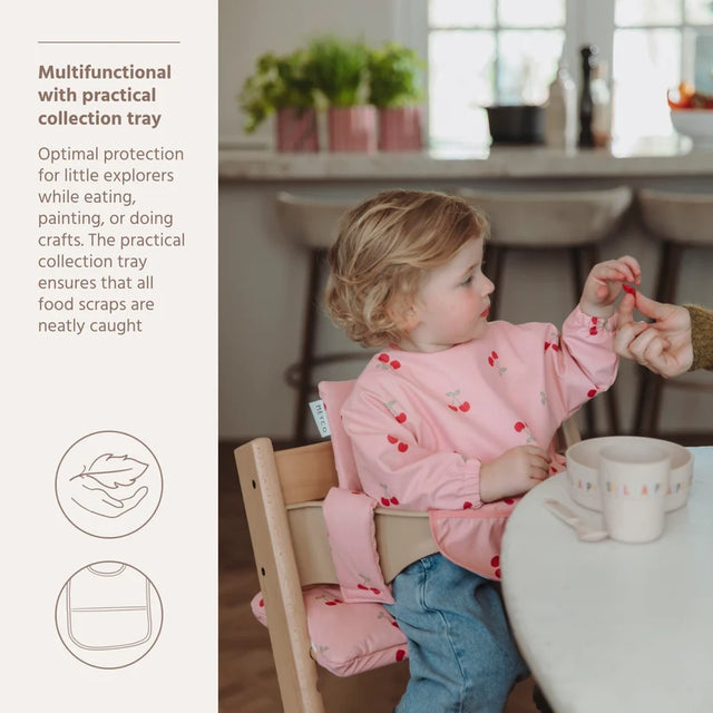 Meyco Baby neperšlampamas seilinukas su rankovėmis 6–24 mėn., Cherry Soft Rose