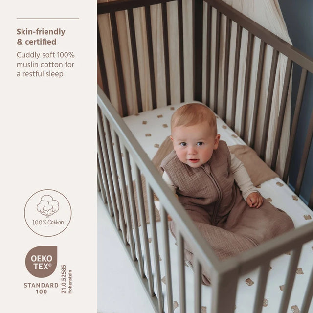 Meyco Baby pašiltintas muslino miegmaišis, 2.0 TOG, Dark Taupe