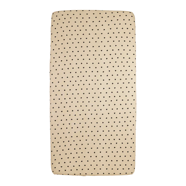 Meyco Baby medvilninė paklodė su guma 60 × 120 cm, Sweet Heart Soft Sand/Black