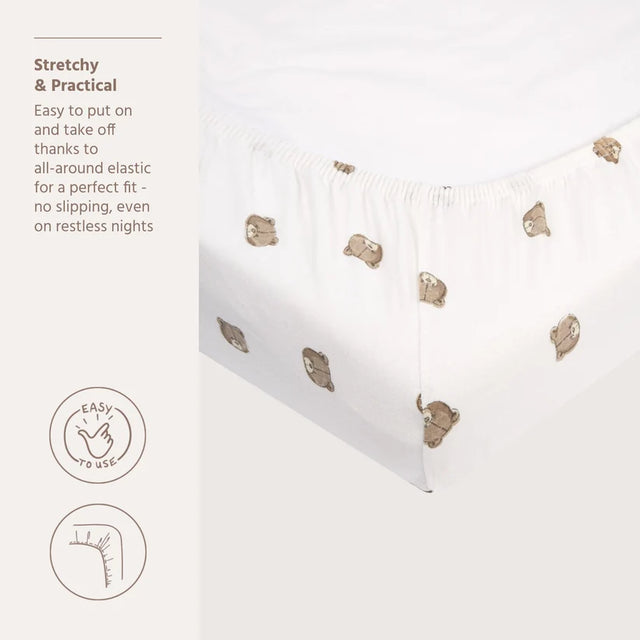 Meyco Baby medvilninė jersey paklodė su guma 60 × 120 cm, Bear Multicolor