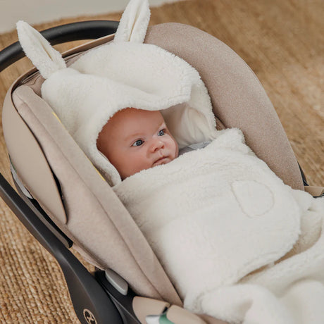 Meyco Baby Teddy automobilinės kėdutės vokelis kūdikiui Rabbit Natural