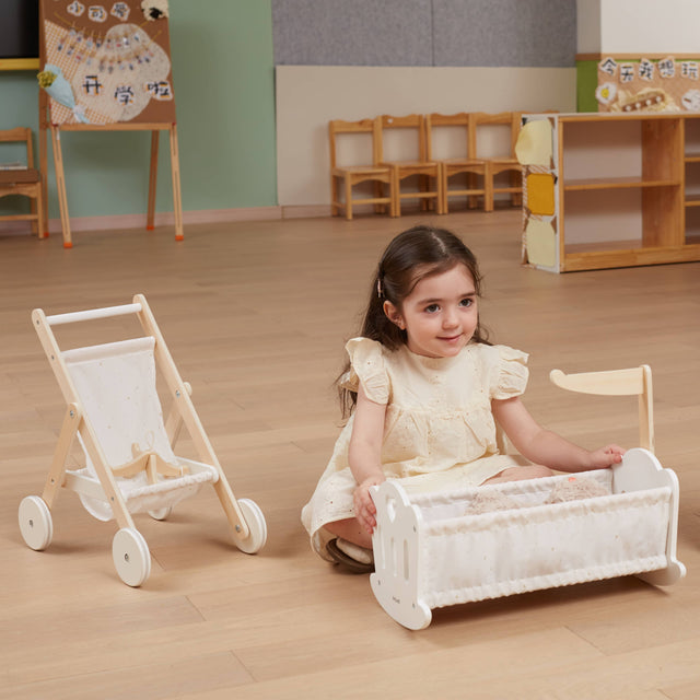 PolarB medinis lėlių vežimėlis