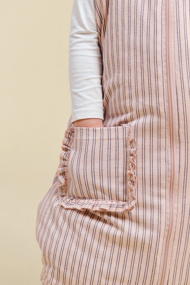 Molis&Co pižama - miegmaišis su kojytėmis ir atverčiamomis kojinėmis TOG 2.5  Navy and Pink Stripes