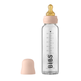 BIBS stiklinis buteliukas nuo dieglių 225 ml (Blush) pilnas komplektas