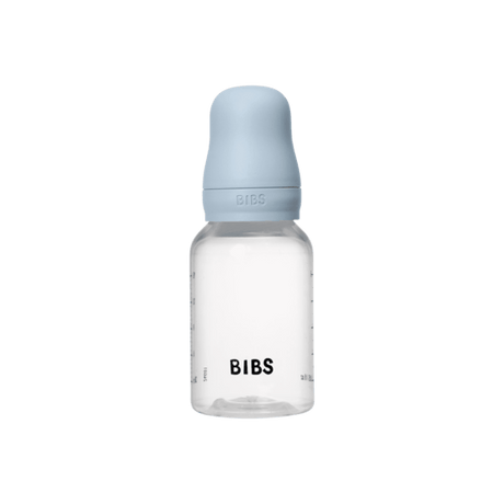 BIBS plastikinis buteliukas nuo dieglių 150 ml (Baby Blue) pilnas komplektas