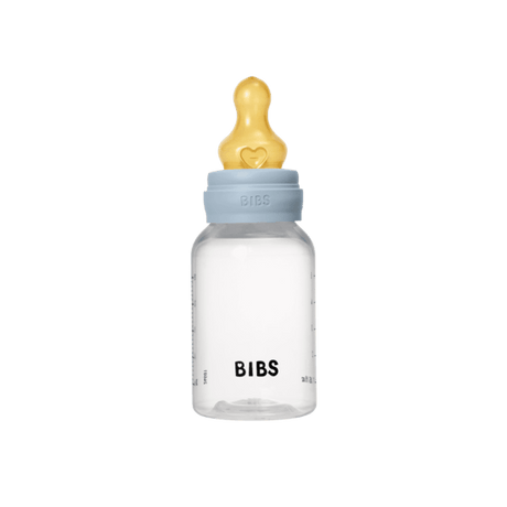 BIBS plastikinis buteliukas nuo dieglių 150 ml (Baby Blue) pilnas komplektas