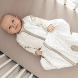 Natulino BabyComfort dvisluoksnis kūdikių miegmaišis (White Grey Little Leaves / warm grey spalva)