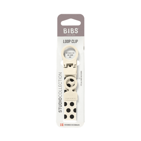 BIBS čiulptuko laikiklis Polka Dot - Ivory / Black