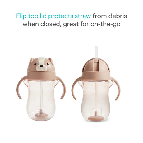 Munchkin gertuvė su šiaudeliu Any Angle™ Weighted Straw Dog Cup, 296 ml, Beige