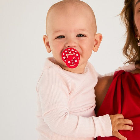 BIBS Studio Collection Polka Dots čiulptukų rinkinys 2 dydis (6 - 18 mėn.) Blossom / Candy Apple