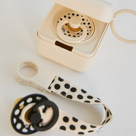 BIBS čiulptuko laikiklis Polka Dot - Ivory / Black