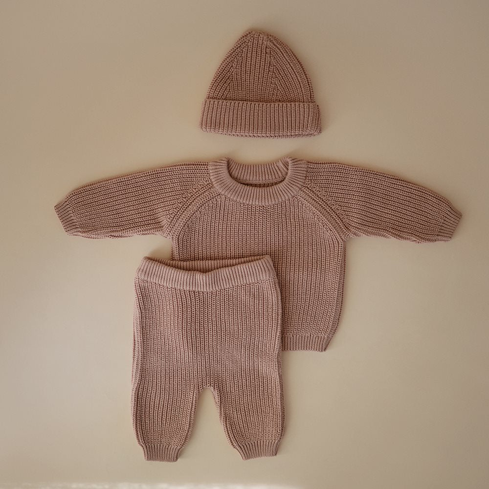 Mushie megztinis Chunky Knit Sweater Blush (įvairūs dydžiai)