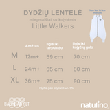 Natulino LITTLE WALKERS dvisluoksnis kūdikio miegmaišis Natural White Grey Little Leaves / pink